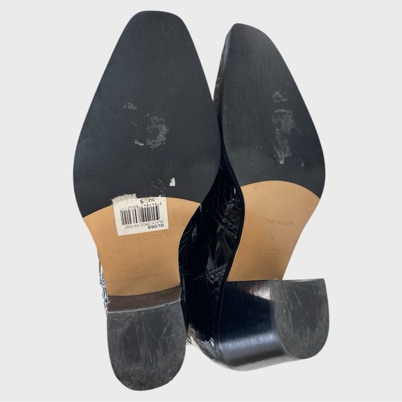 Tony Bianco Black Croc Patent Leather Boots Size 8 - Picture 5 of 7